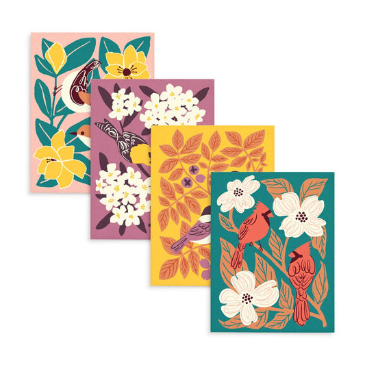 Birds & Botanicals Greeting Card Set: Original Art, Set of 8: Set of 8