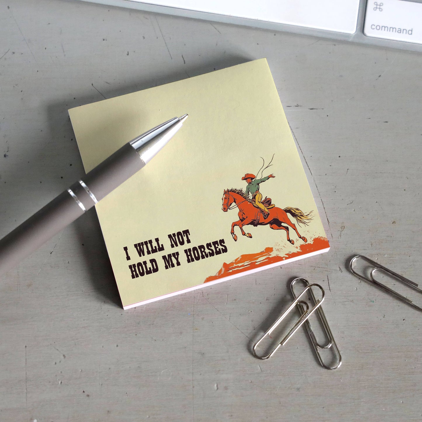 I Will Not Hold My Horses - Funny Cowboy Sticky Note Pad