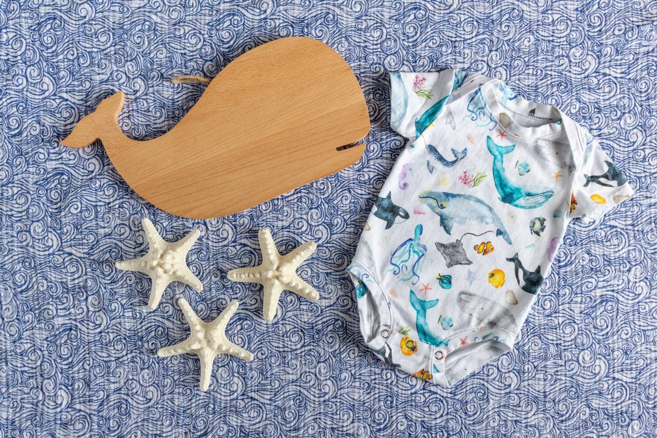 Infant bodysuit, whale bodysuit, infant romper,: Newborn