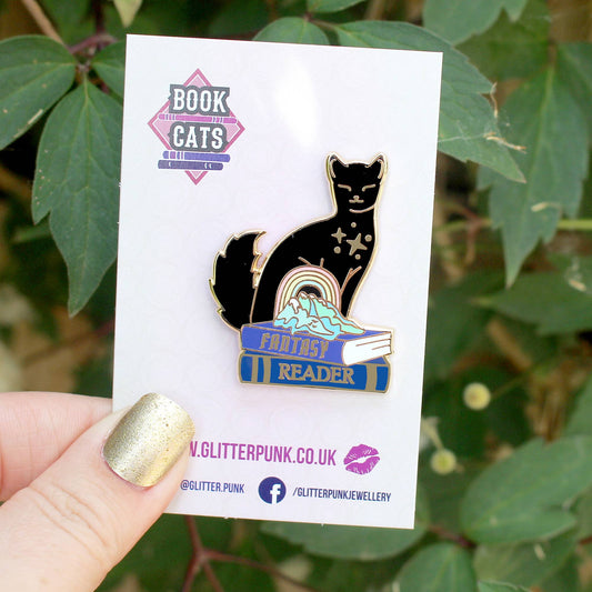 Fantasy Reader Cat Enamel Pin