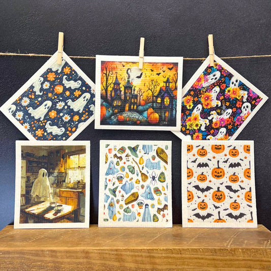 Halloween Ghost Party Fall Decor Swedish Dishcloth