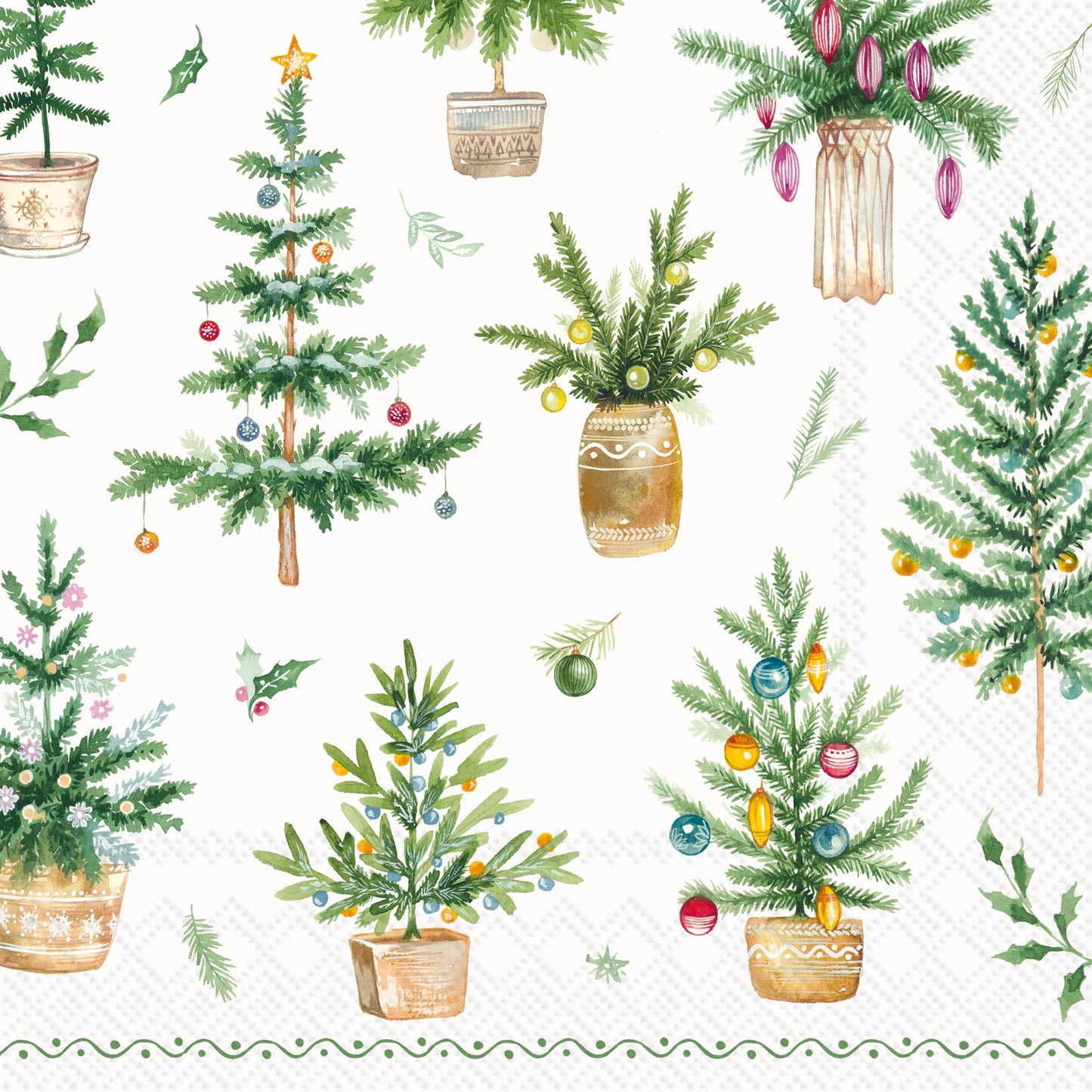 Paper Lunch Napkins 20ct Festive Holidays Green Christmas