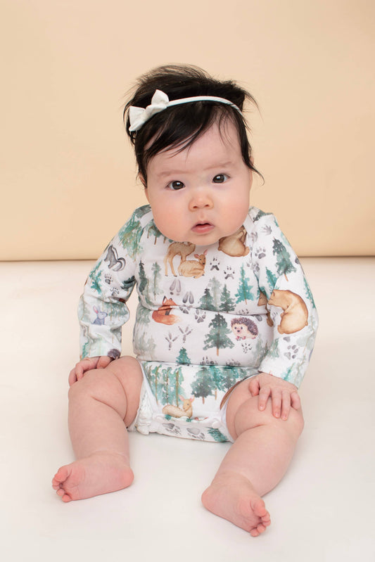 Woodland bodysuit,infant clothing, bodysuit,infant romper: 3-6 month / Short sleeve