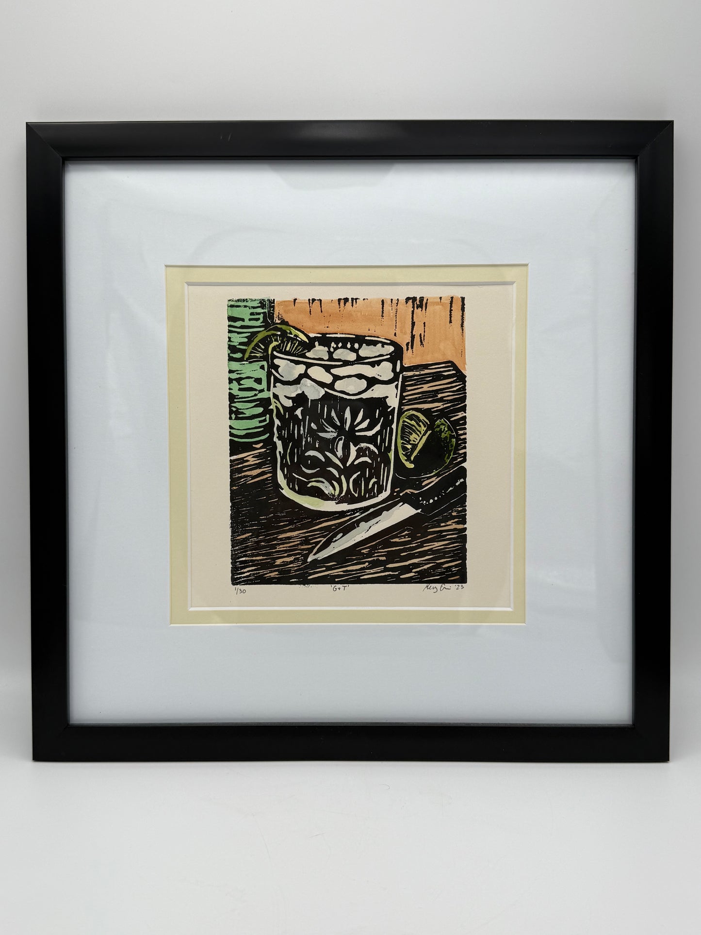 Gin & Tonic Original Woodcut Print