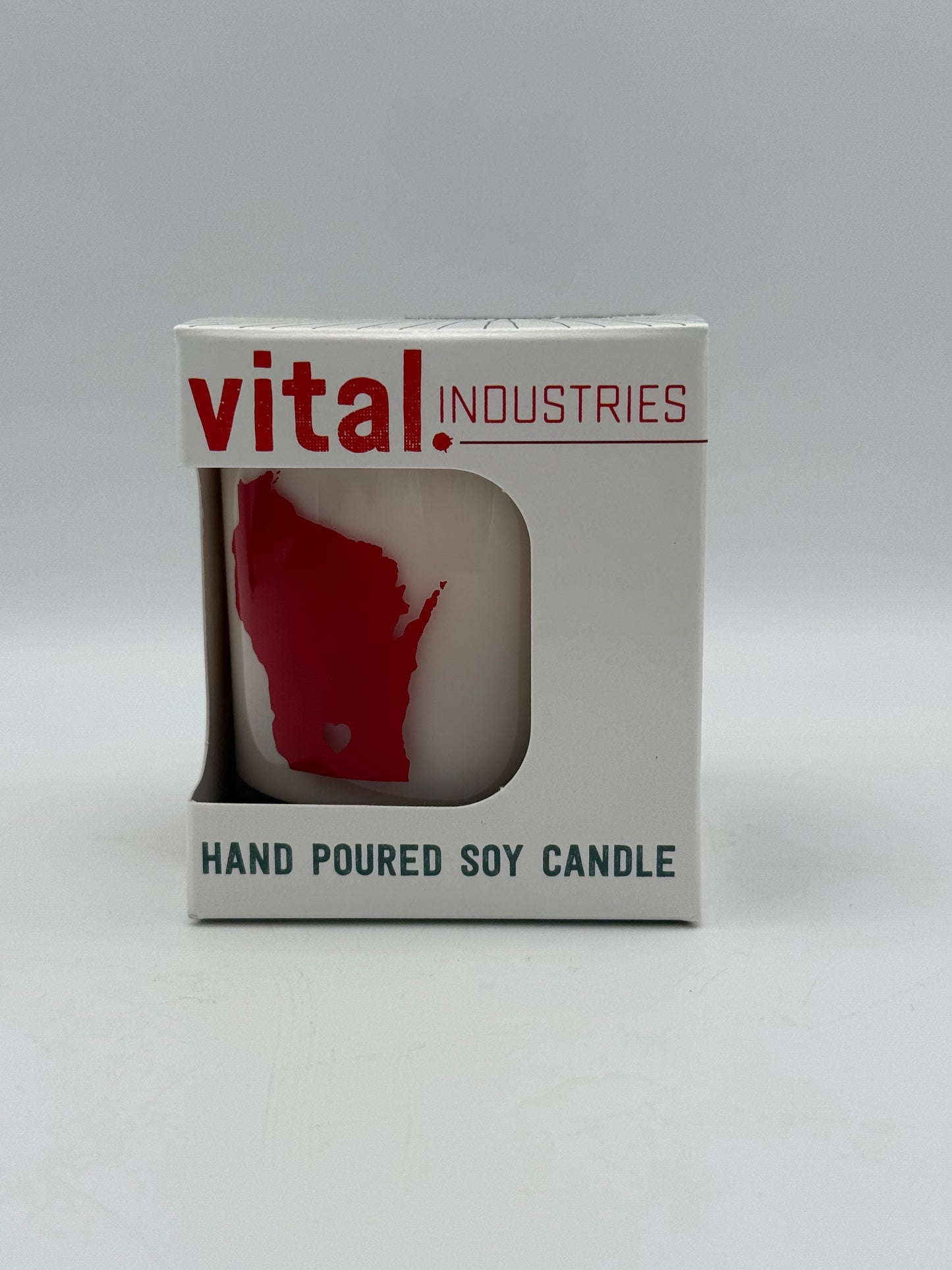 Wisconsin Silhouette Heart, Glass Soy Candle (8.5 oz)