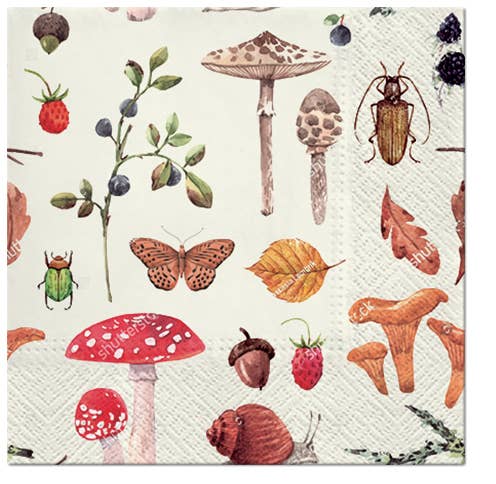 Forest Botany Lunch Napkins - Autumn Paper Napkins