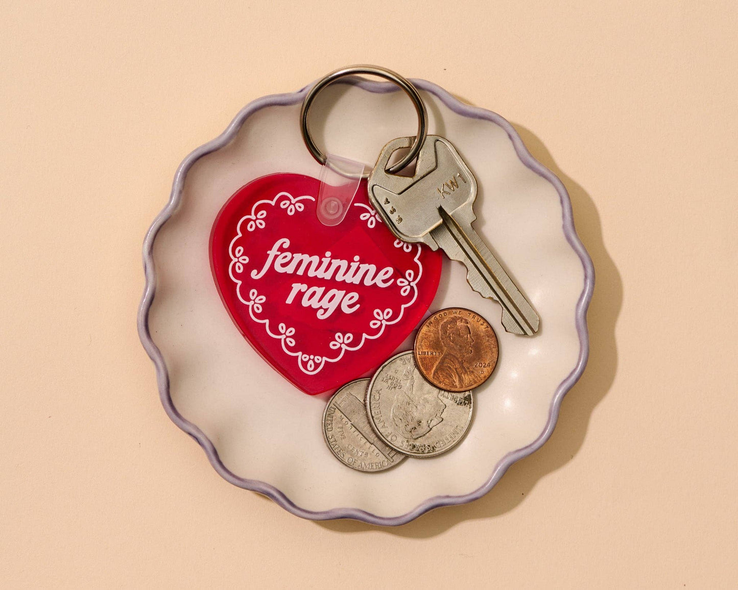Feminine Rage Heart Doily Keychain