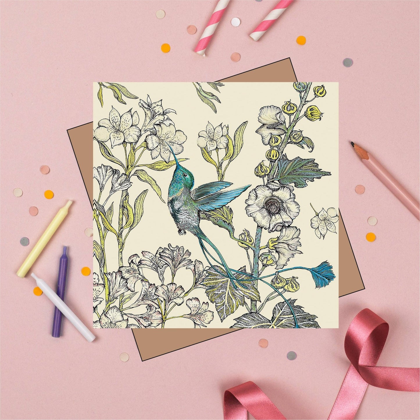 Hummingbird in Yellow Greeting Card - The Regal Find
