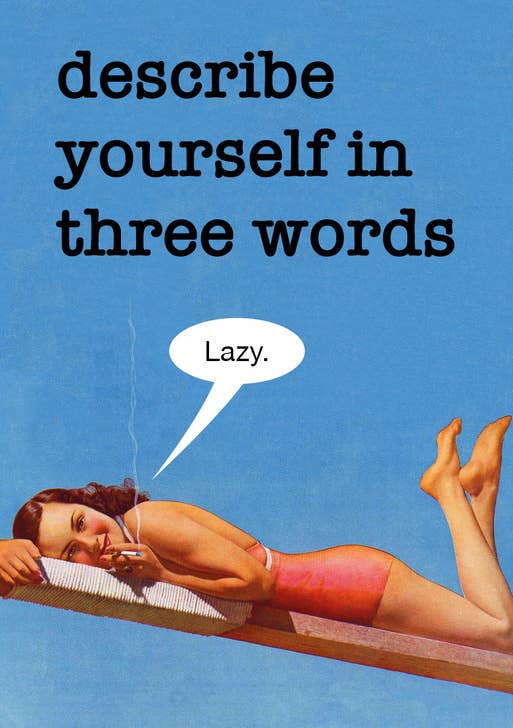 Lazy - Funny KissMeKwik Card - The Regal Find