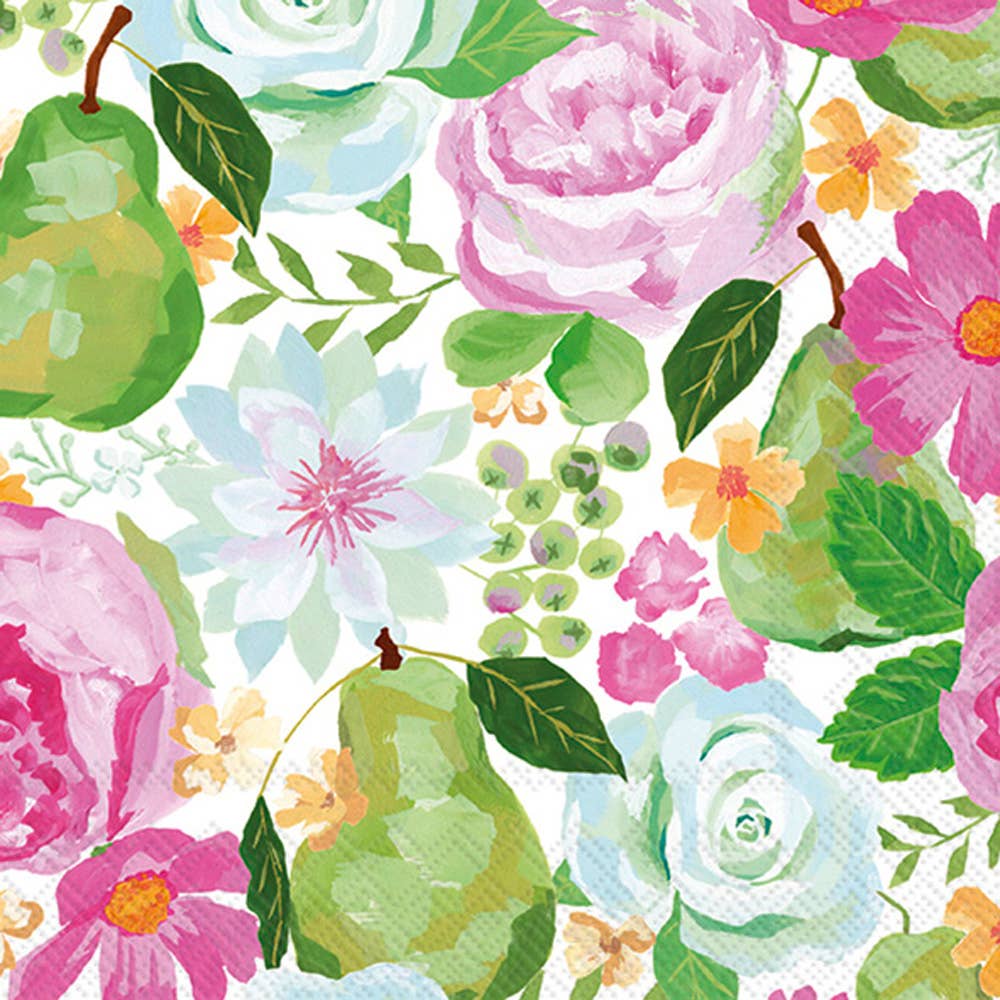 Paper Cocktail Napkins 20ct Flowers And Pears - The Regal Find