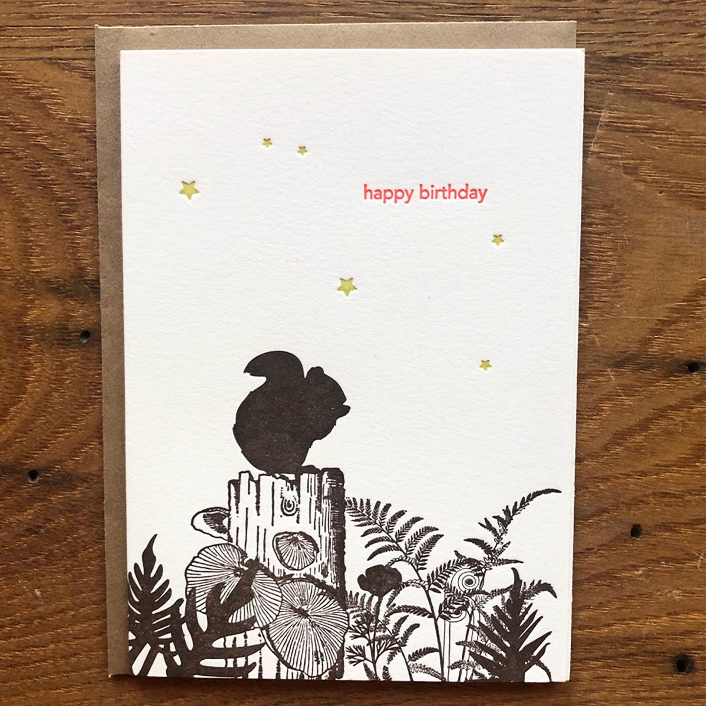 Squirrel Happy Birthday Letterpress Card - The Regal Find