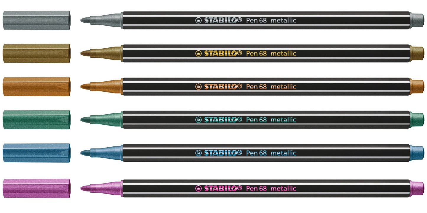 STABILO Pen 68 Metallic Set, 6 - Colors - The Regal Find
