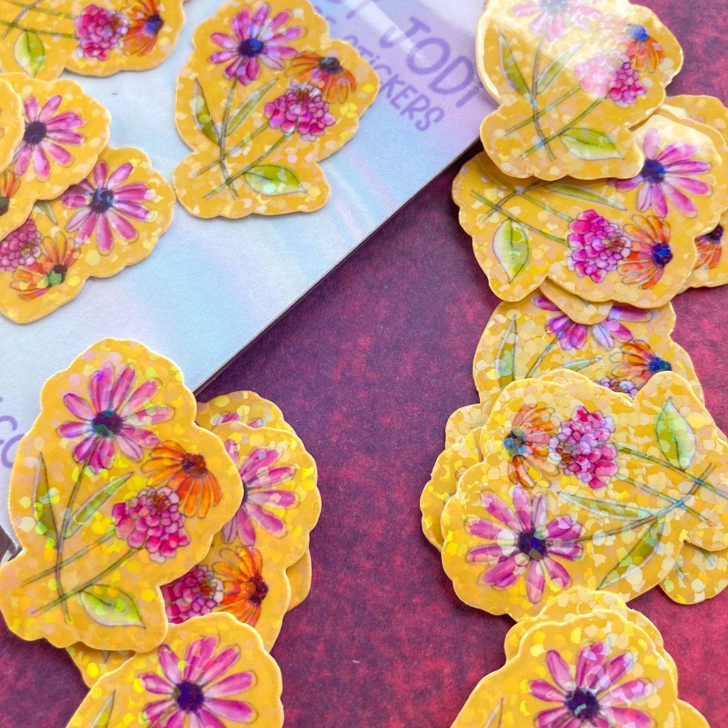 Tiny Wildflowers Holographic Glitter Stickers - The Regal Find