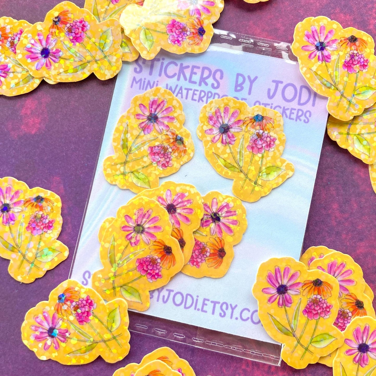 Tiny Wildflowers Holographic Glitter Stickers - The Regal Find