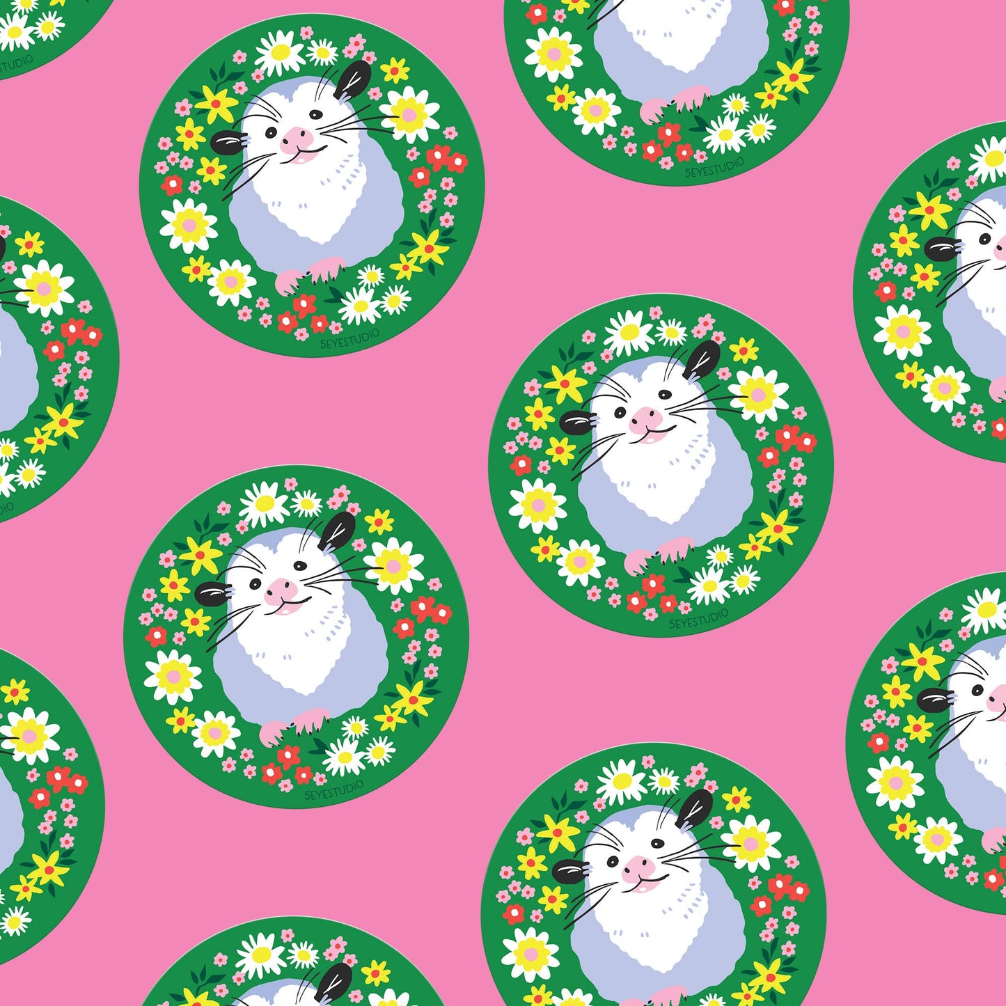 Wildflower Opossum Vinyl Sticker - The Regal Find