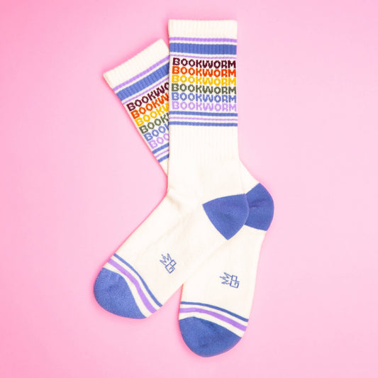 Bookworm - Vintage Rainbow repeat Gym Crew Socks - The Regal Find