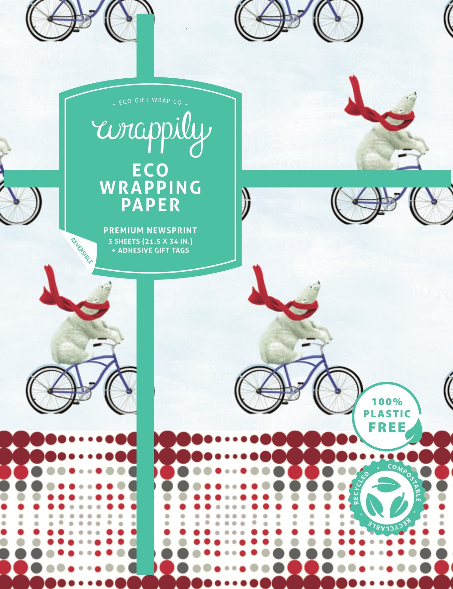 Polar Bear Cruising • Double-Sided Eco Wrapping Paper - The Regal Find