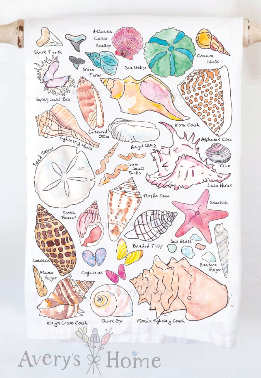 Sea Shell Collector Ocean Beach Kitchen Towel - The Regal Find