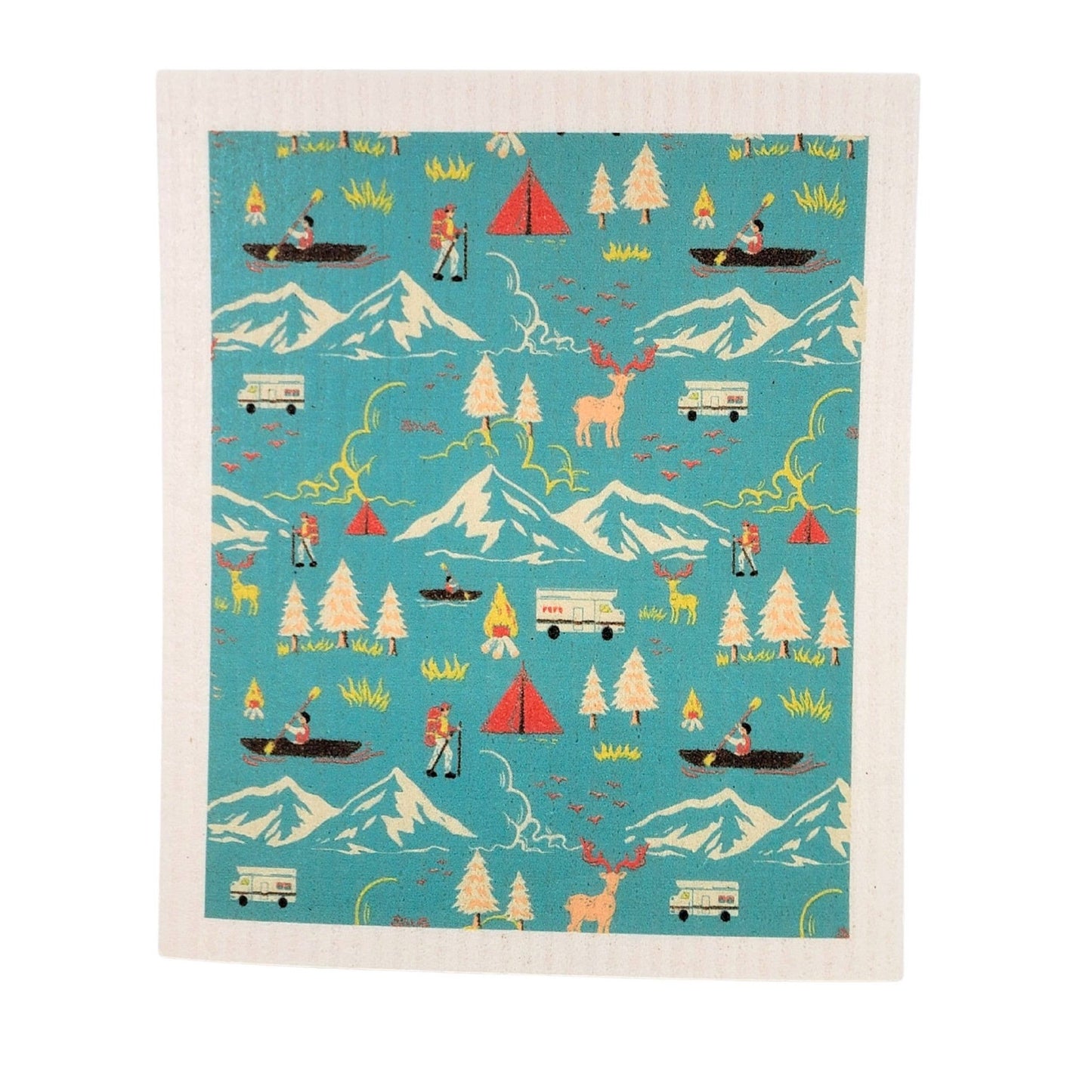 Summer Camping Collage Swedish Dishcloth - Sponge cloth - The Regal Find