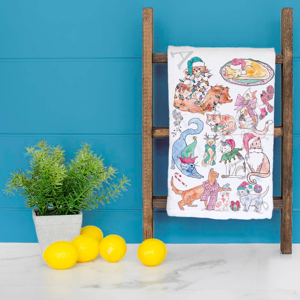 Adorable Cats Christmas Kitchen Décor Tea Towel