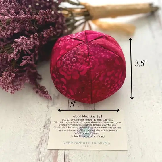 MASSAGE BALL stress relief, Good Medicine Ball, hot/cold: Greens / Unscented FLAXSEED ONLY