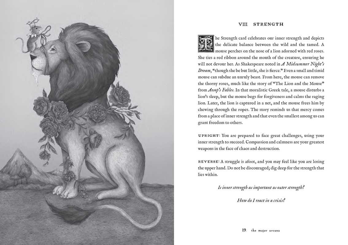 Illustration of a lion with flowers and text on a mountainous background