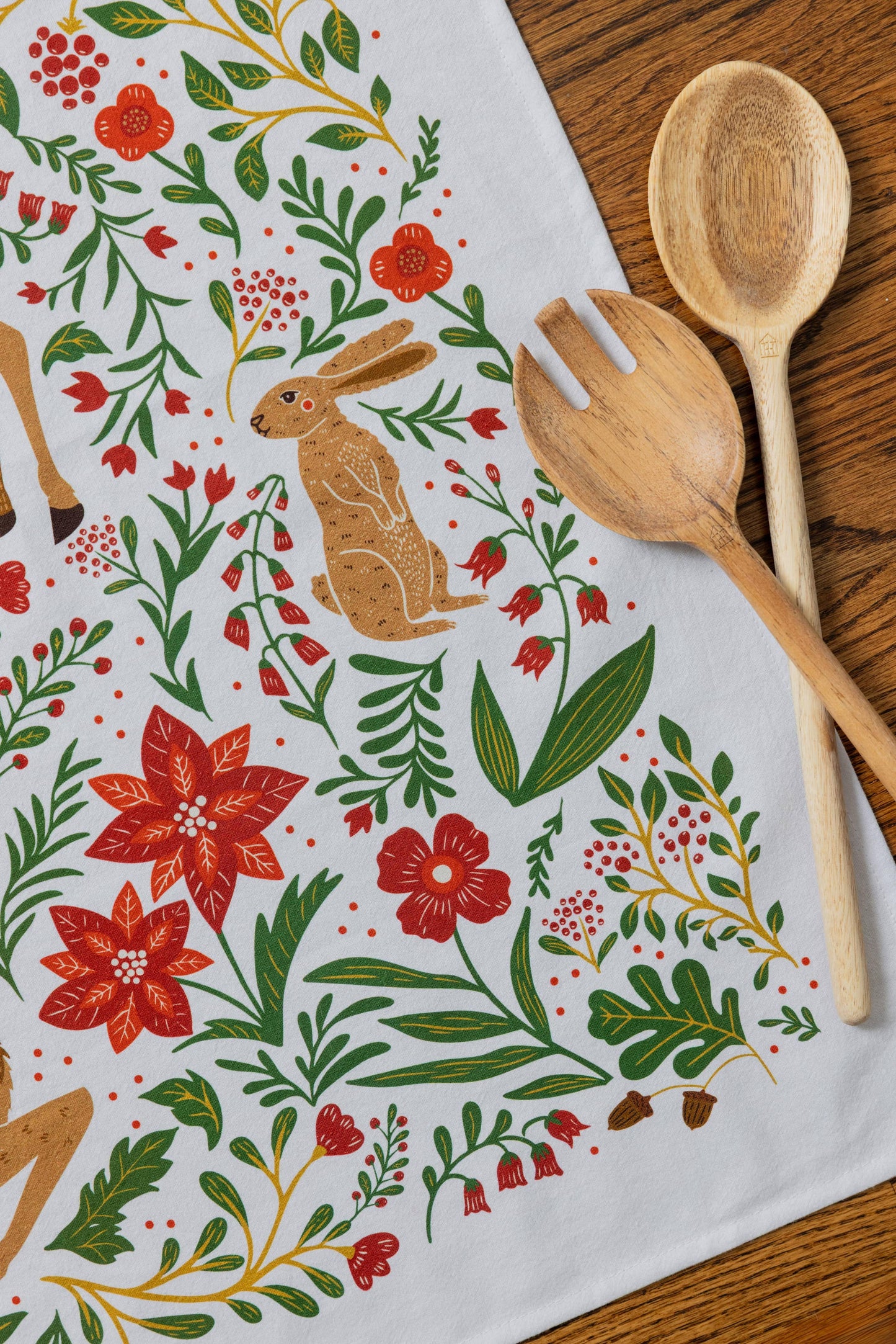 Christmas Forest Tea Towel - Woodland Holiday Kitchen Towel