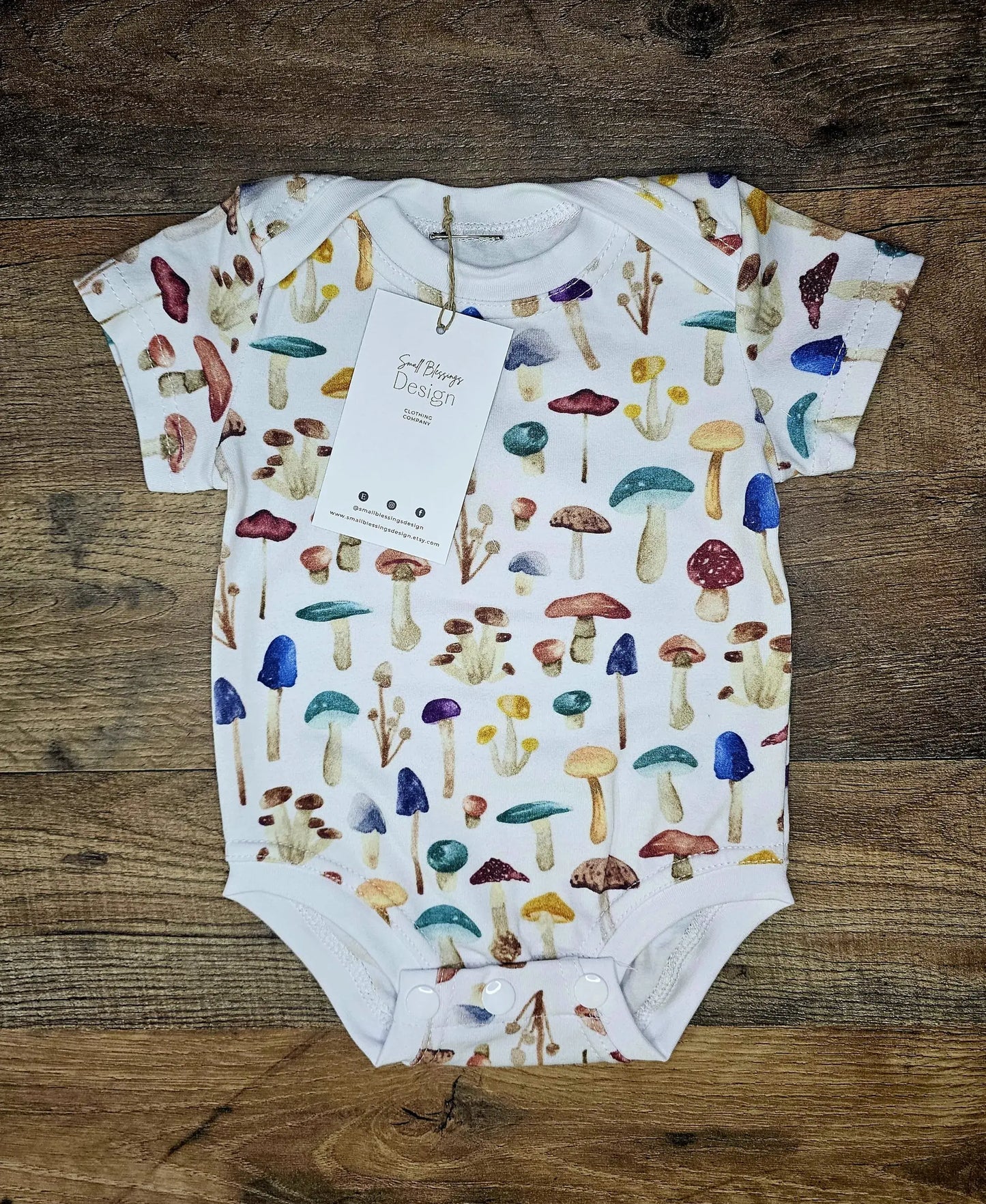 Mushroom bodysuit, infant clothing, infant bodysuit: 9-12 month / Short Sleeve