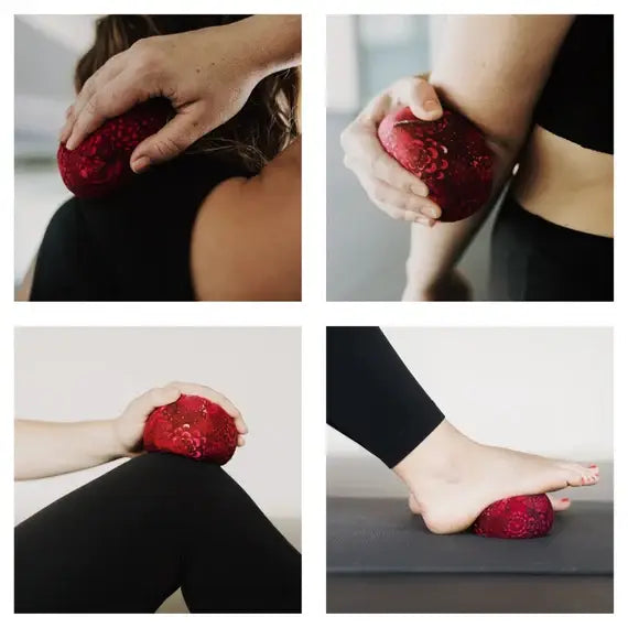 MASSAGE BALL stress relief, Good Medicine Ball, hot/cold: Reds / Essential Oil Blend