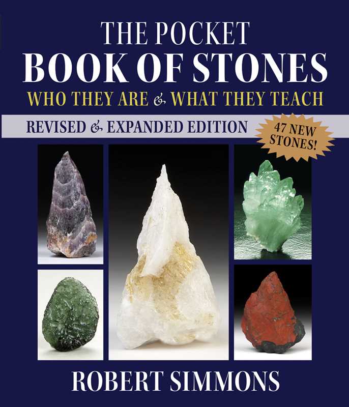 Book cover of 'The Pocket Book of Stones' by Robert Simmons with images of various stones on a blue background.