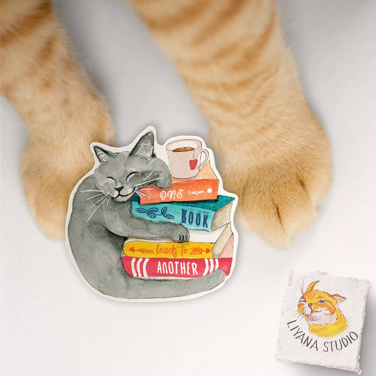 Book Lover Cat - Cute Vinyl Sticker