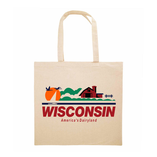 Wisconsin License Plate Tote Bag | Shopping Bag: Natural Canvas Tote