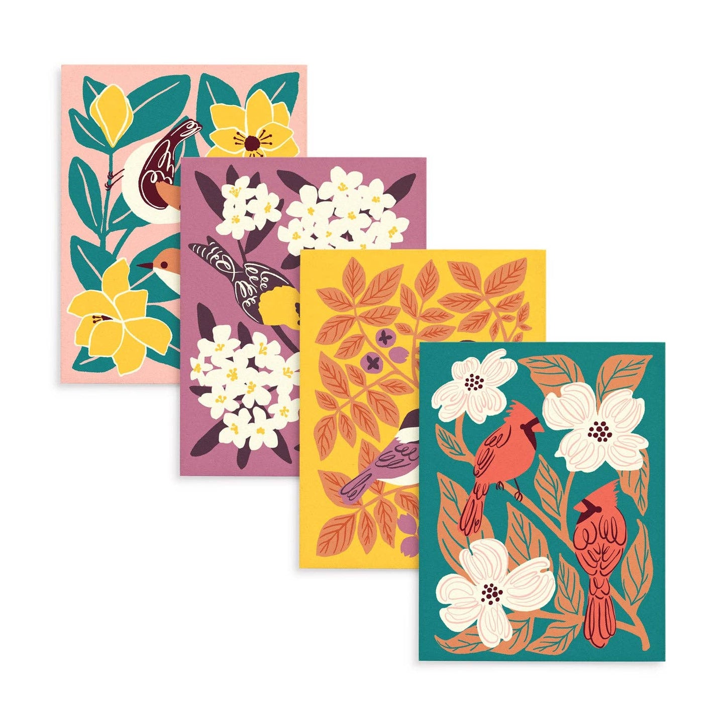 Birds & Botanicals Greeting Card Set: Original Art, Set of 8: Set of 8