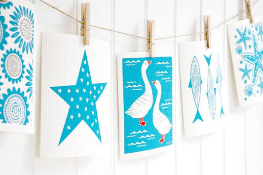 Swedish Dishcloth - Geese - Turquoise: Turquoise