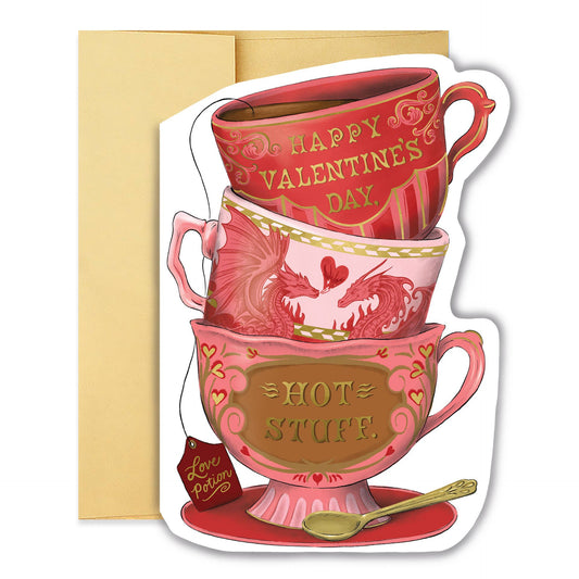 Valentine’s Day Teacup Stack Diecut Card