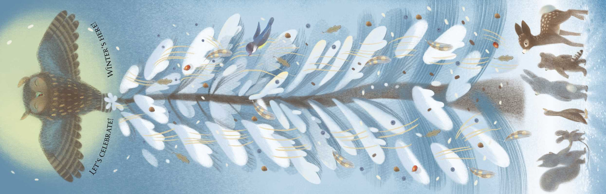 Decorative border with animal illustrations on a light blue background