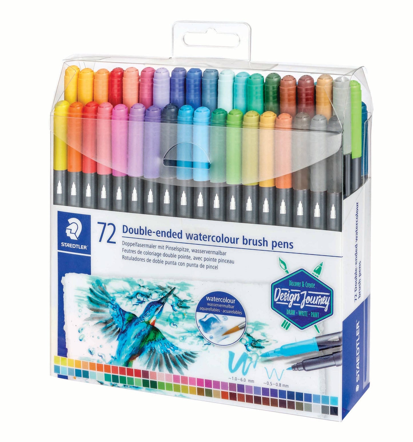 STAEDTLER Double-ended Watercolor Brush Pens, 72 Count
