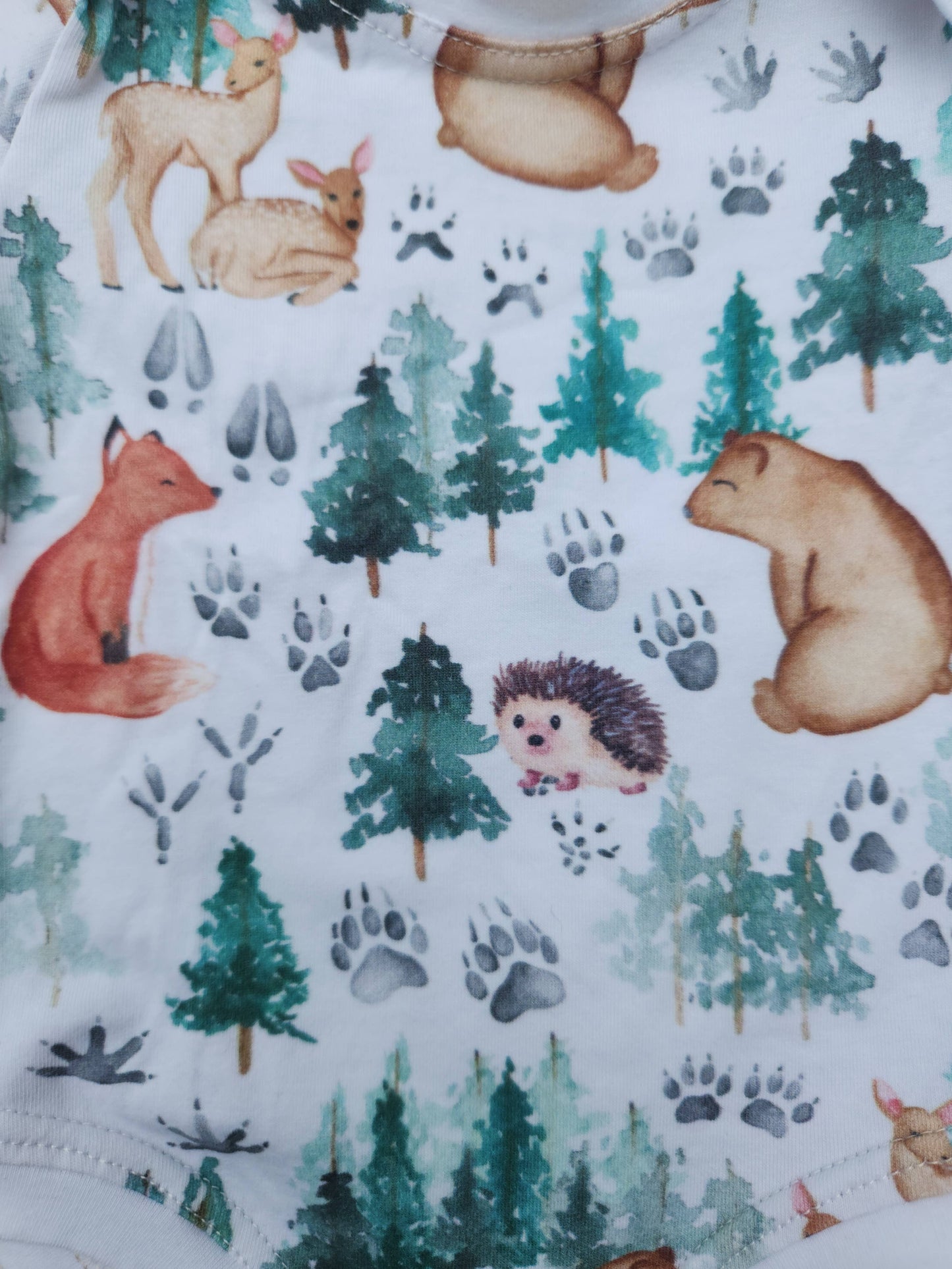Woodland bodysuit,infant clothing, bodysuit,infant romper: Newborn / Short sleeve