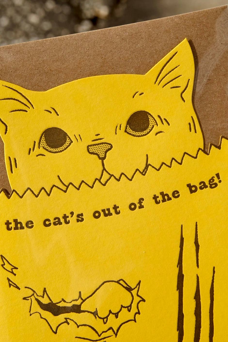 Cats Out of the Bag Letterpress Greeting Card