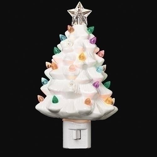 Vintage White Tree Swivel Plug Nightlight; Color Bulbs