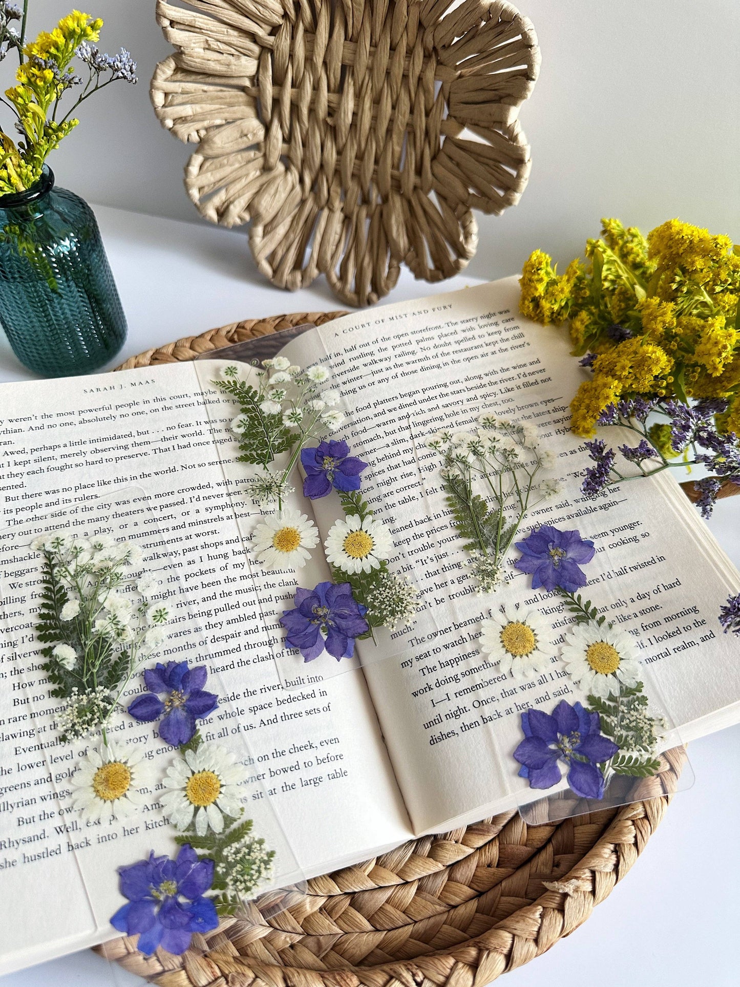 Purple + White Pressed Flower Bookmark