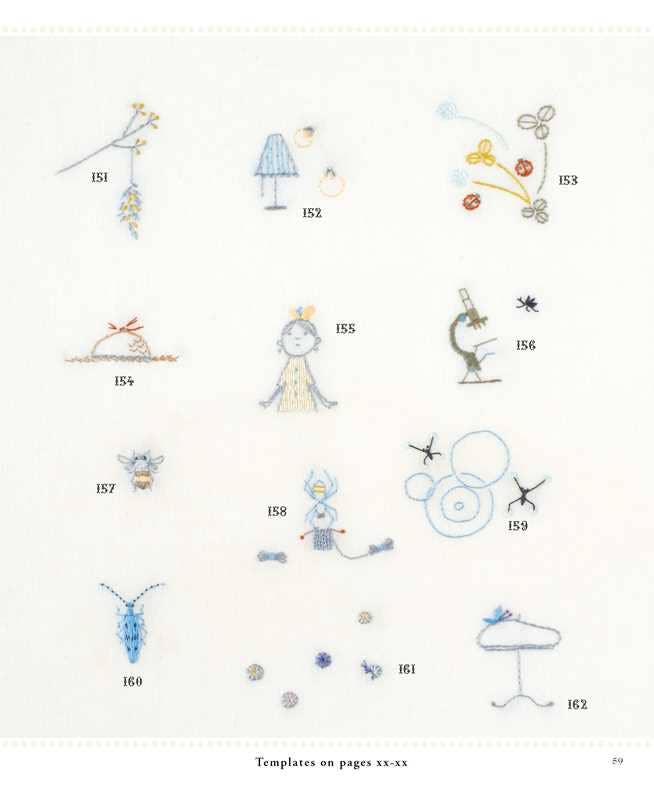 Collection of embroidered designs on a white background