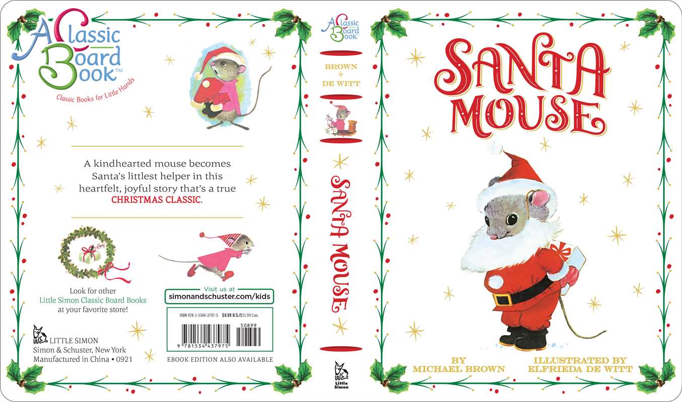 Book cover of 'Santa Mouse' with a mouse in a Santa outfit on a white background.