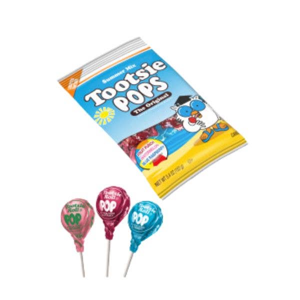 Mr. Owl's Tootsie Pops Summer Mix,5.4oz Peg Bag,72ct Shipper