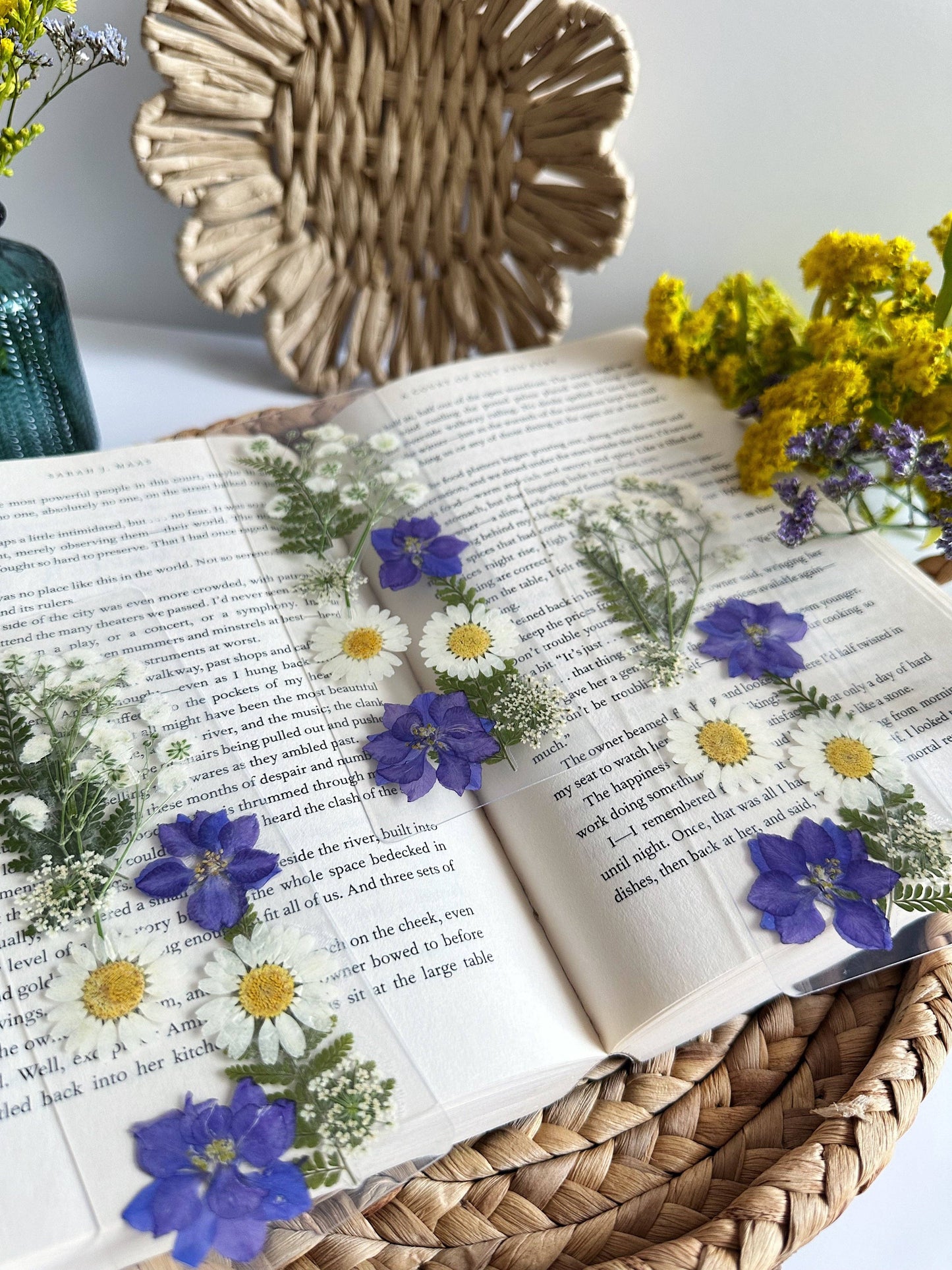 Purple + White Pressed Flower Bookmark