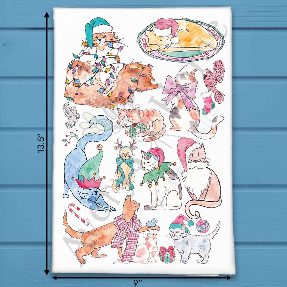 Adorable Cats Christmas Kitchen Décor Tea Towel