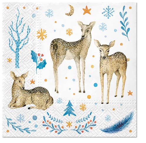 Reindeer Family Lunch Napkins - Christmas Paper Napkins