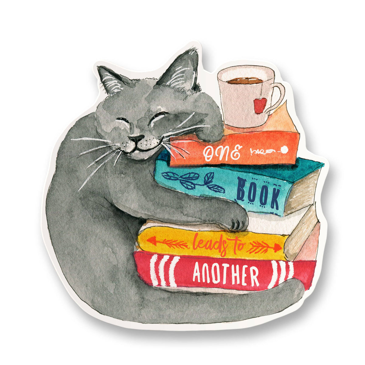 Book Lover Cat - Cute Vinyl Sticker