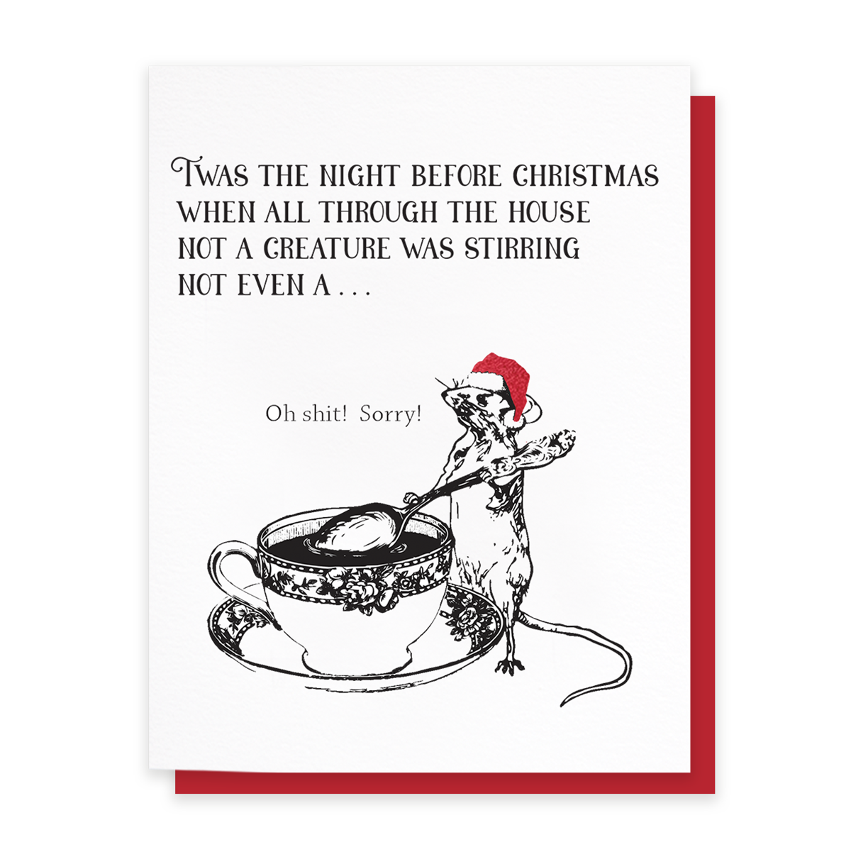 Stirring Mouse, Funny Christmas Greeting Card