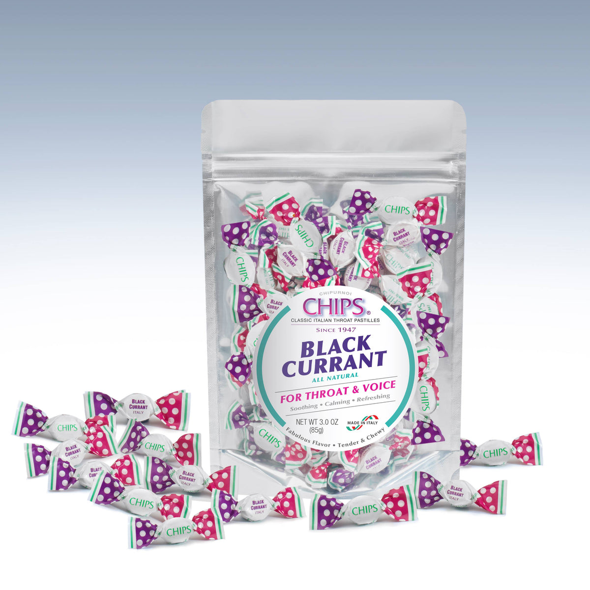 CHIPS Black Currant, 3 oz. - Italian Throat Pastilles